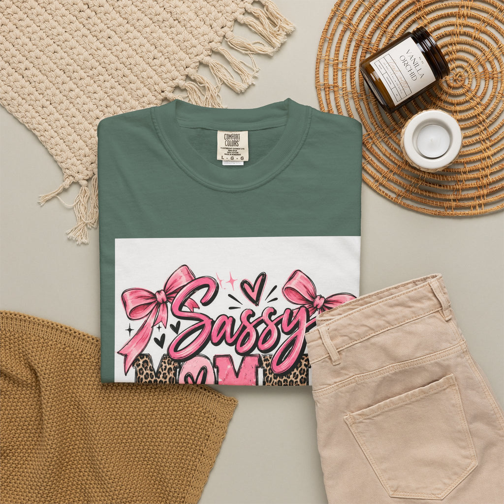 Sassy Mom Leopard & Pink Bow T-Shirt