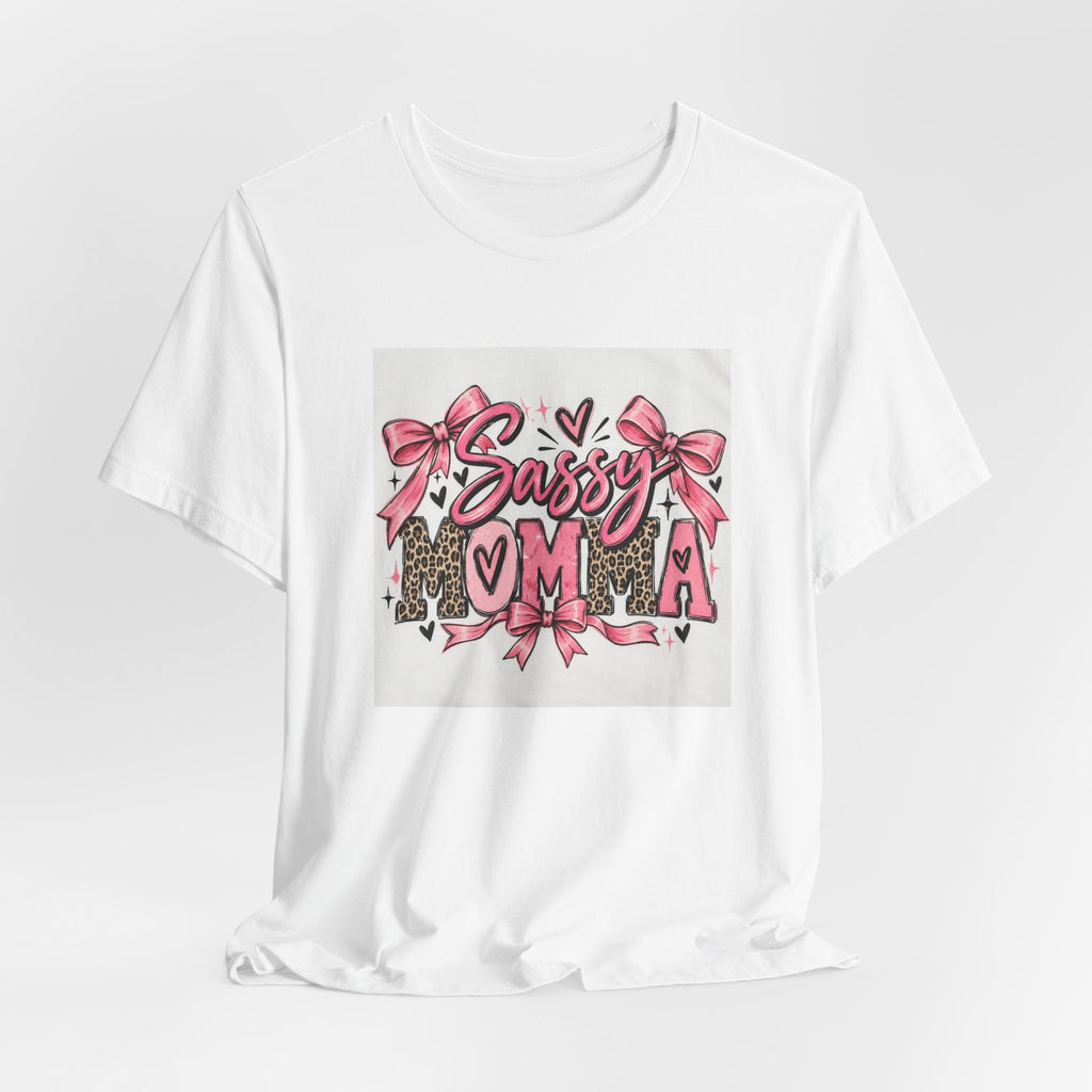 Sassy Mama Tee – Pink Bow Leopard Mom T-Shirt