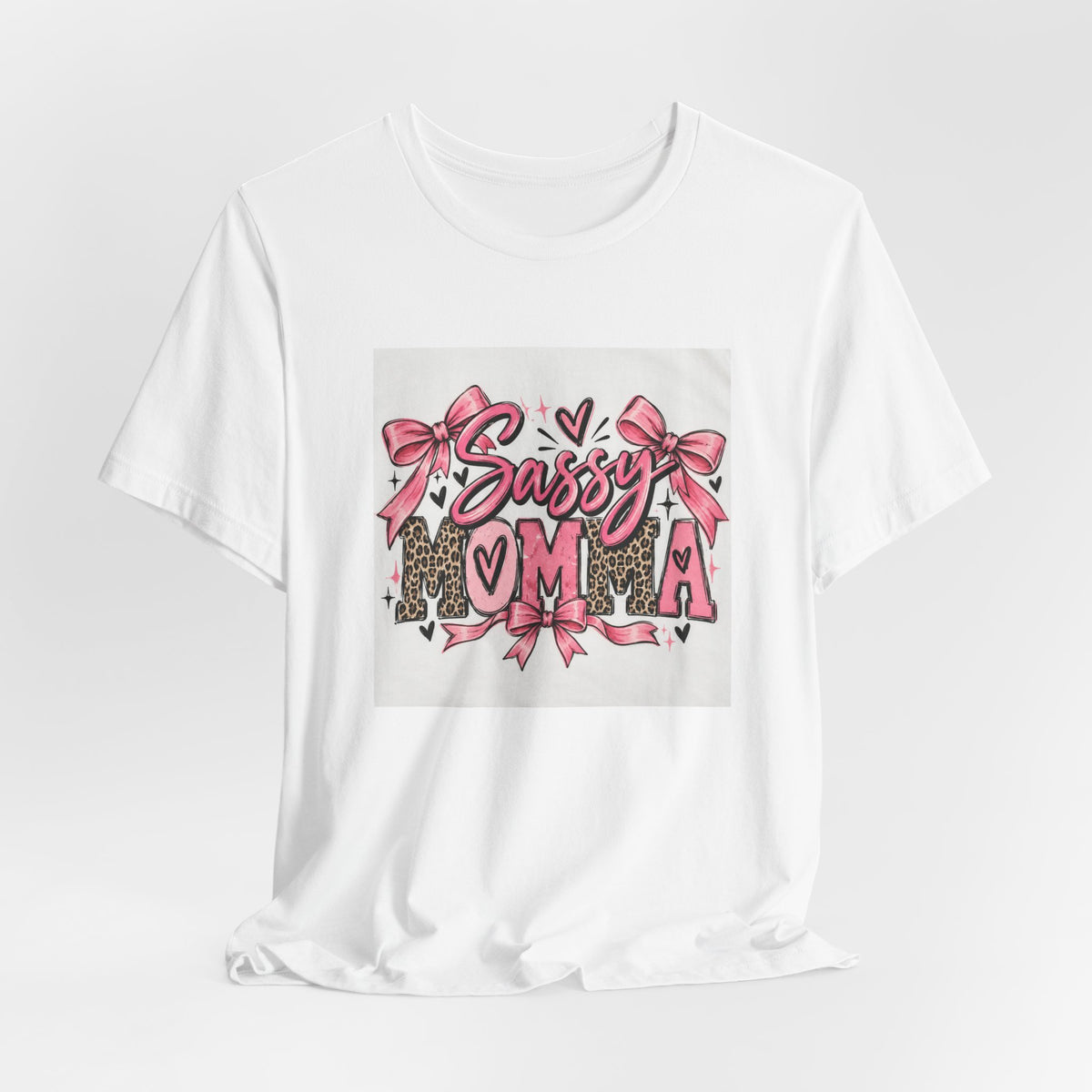 Sassy Mama Tee – Pink Bow Leopard Mom T-Shirt