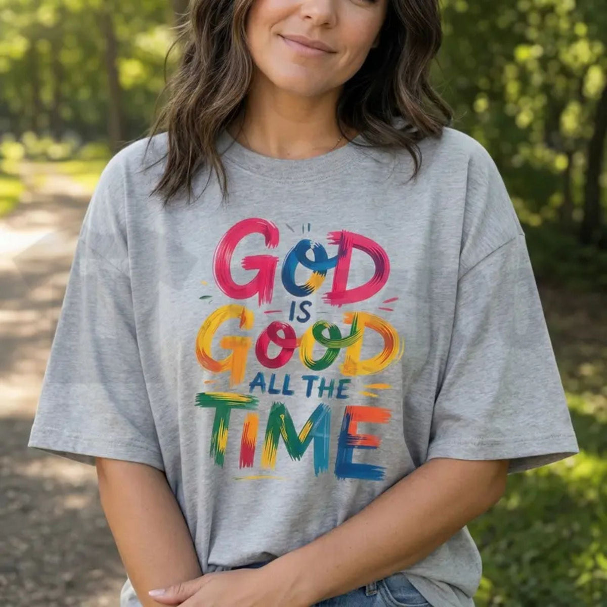 God Is Good All The Time Womens Plus Size Inspirational Christian Graphic T-Shirt