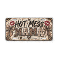Hot Mess Mama Vanity Plate - Funny Leopard Bow License Frame for Moms