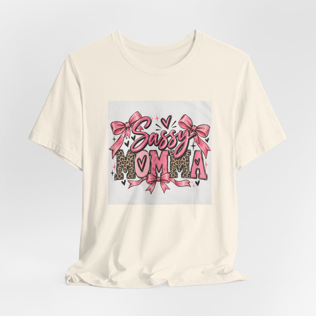 Sassy Mama Tee – Pink Bow Leopard Mom T-Shirt