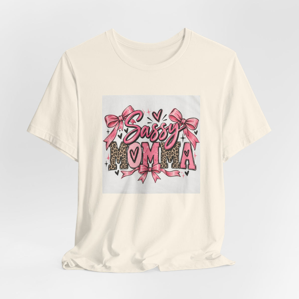Sassy Mama Tee – Pink Bow Leopard Mom T-Shirt
