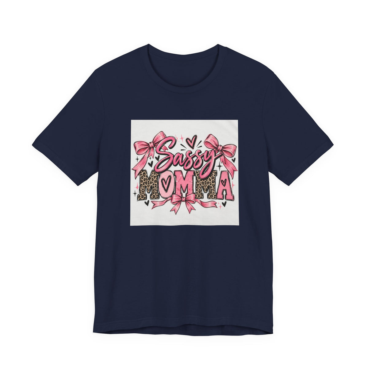 Sassy Mama Tee – Pink Bow Leopard Mom T-Shirt