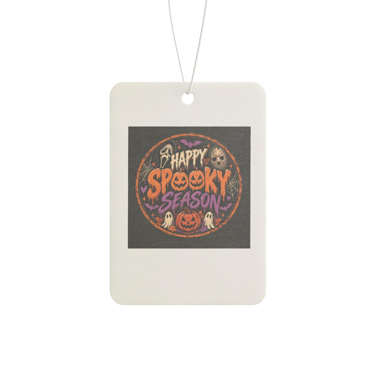 Car Air Freshener — "Happy Spooky Season" Halloween Scented Air Freshener (Pumpkin & Ghost Design)