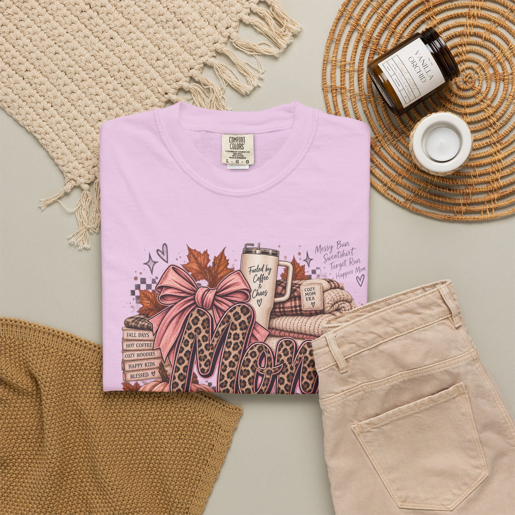 Fall Cozy Coffee T-Shirt — Pumpkin, Leopard Boots & Warm Drink Autumn Graphic Tee