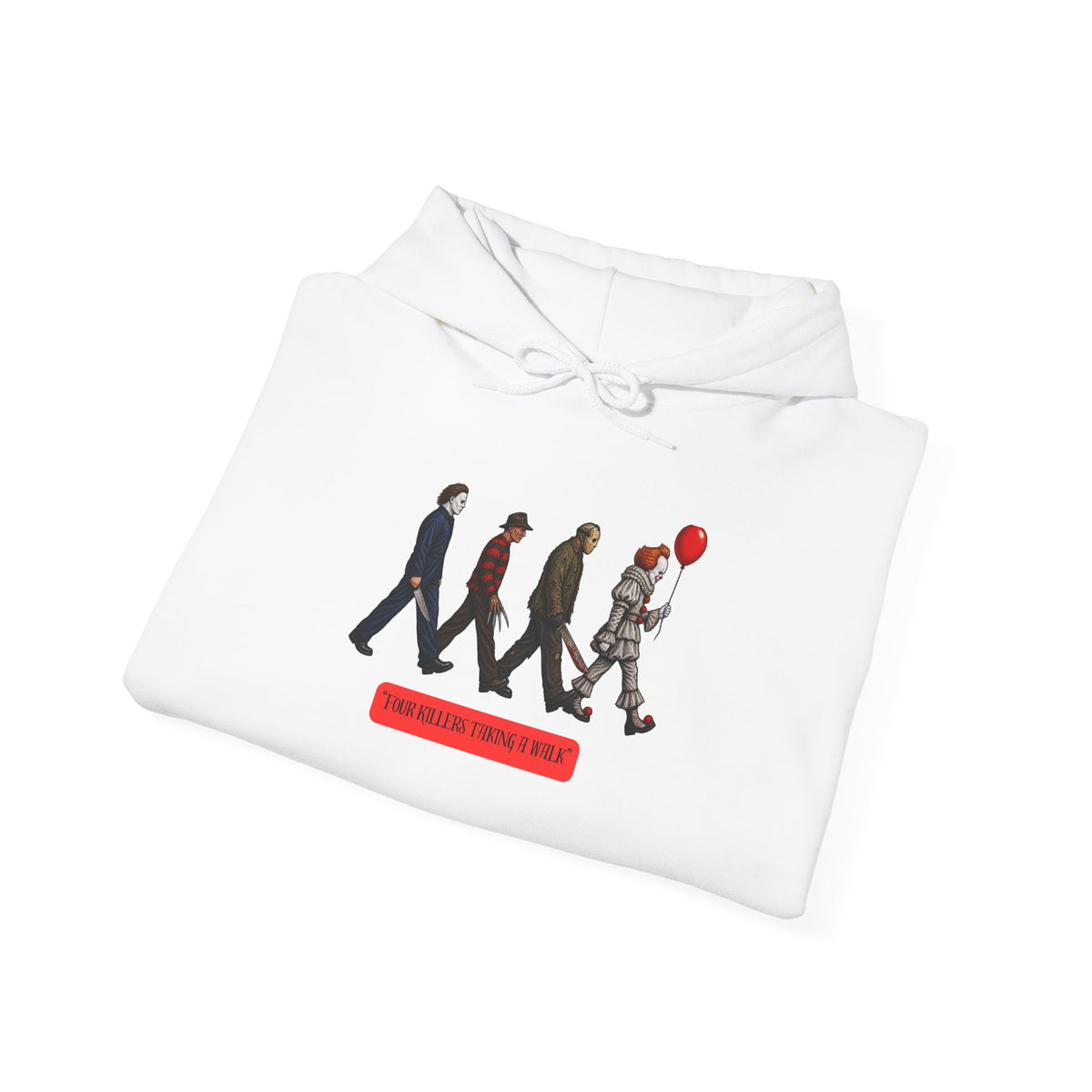 Hoodie — Horror Icons Crossing with 'Come Play With Me' Balloon Design