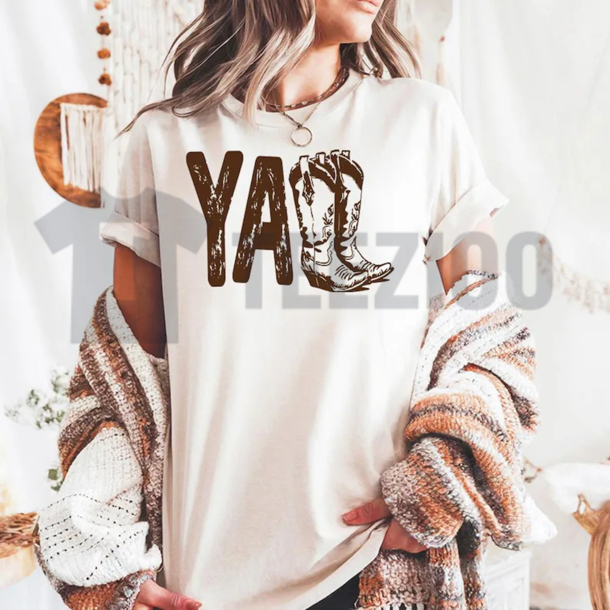 Cowboy Boot Print Shirt | Retro Western Graphic Tee