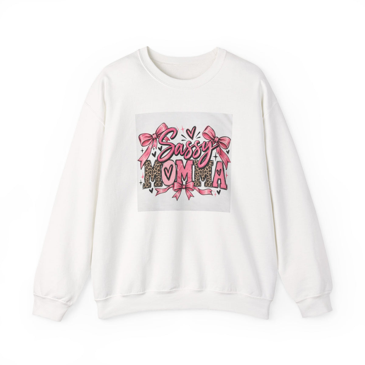 Sassy Mama Crewneck Sweatshirt – Pink Bow Leopard Mother's Day Pullover