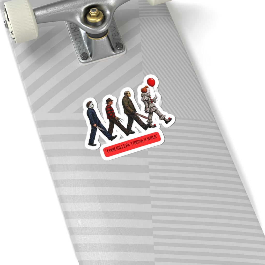Horror Icons Sticker — "Four Killers Taking a Walk" Kiss-Cut Vinyl Decal