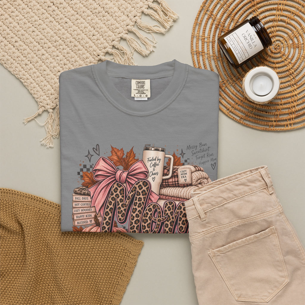 Fall Cozy Coffee T-Shirt — Pumpkin, Leopard Boots & Warm Drink Autumn Graphic Tee