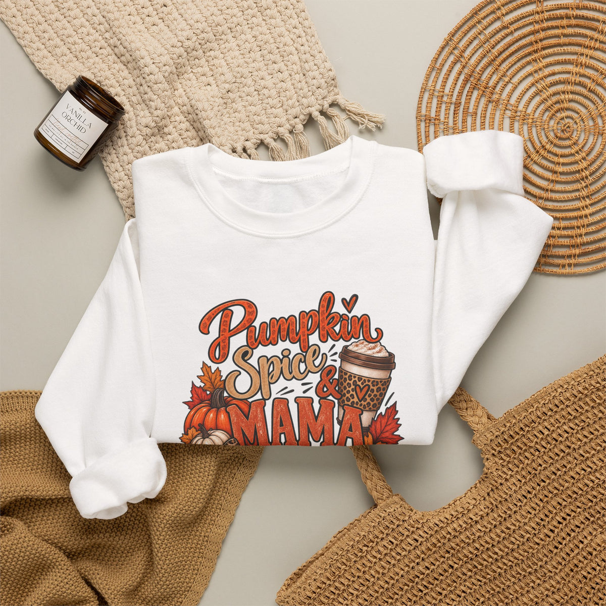 Pumpkin Spice Mama Crewneck Sweatshirt — Fall Coffee Cozy Gift