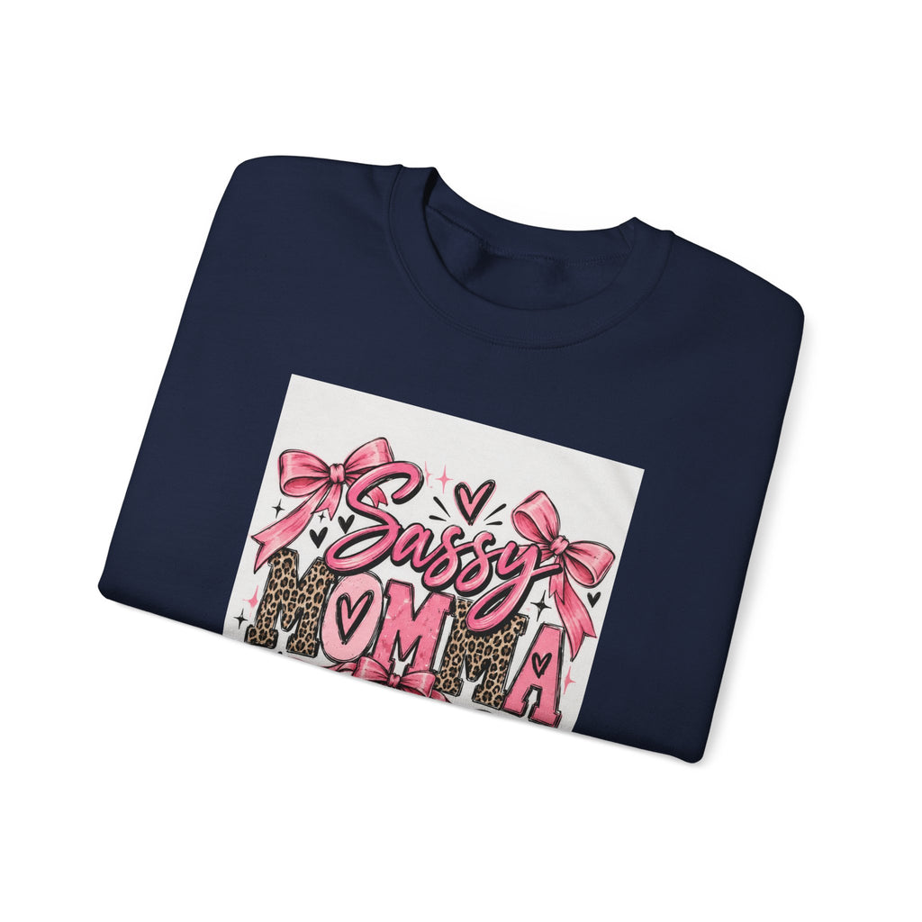 Sassy Mama Crewneck Sweatshirt – Pink Bow Leopard Mother's Day Pullover
