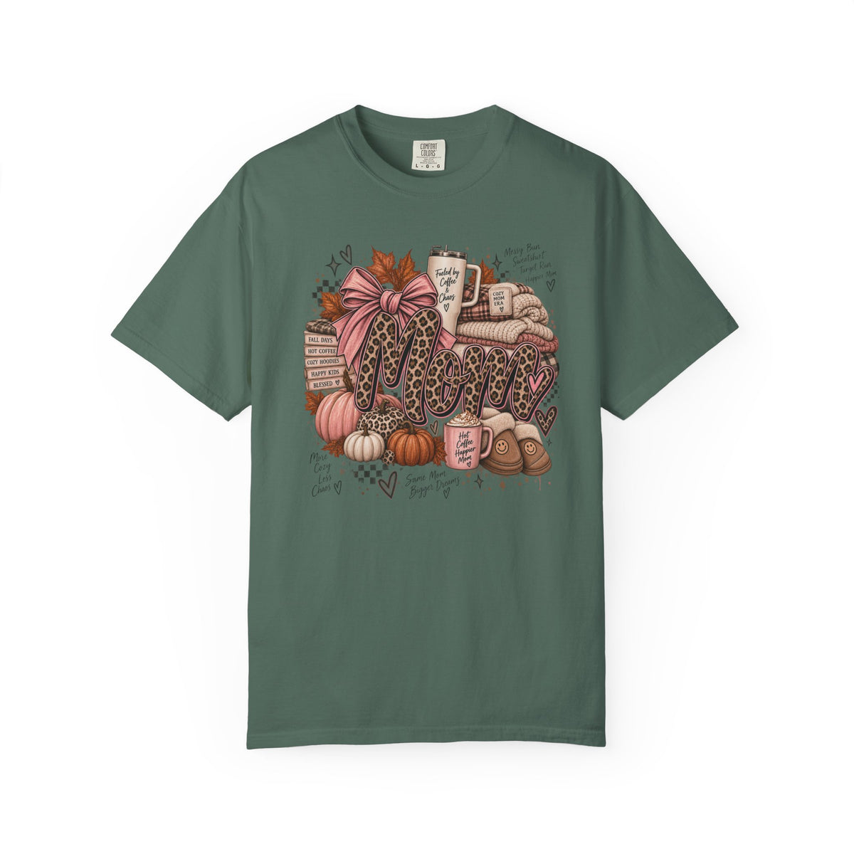 Fall Cozy Coffee T-Shirt — Pumpkin, Leopard Boots & Warm Drink Autumn Graphic Tee
