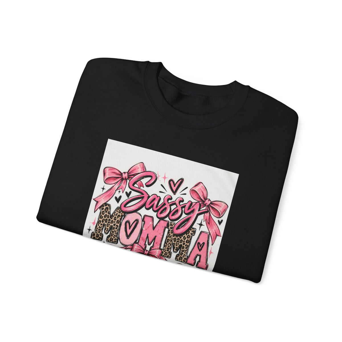 Sassy Mama Crewneck Sweatshirt – Pink Bow Leopard Mother's Day Pullover