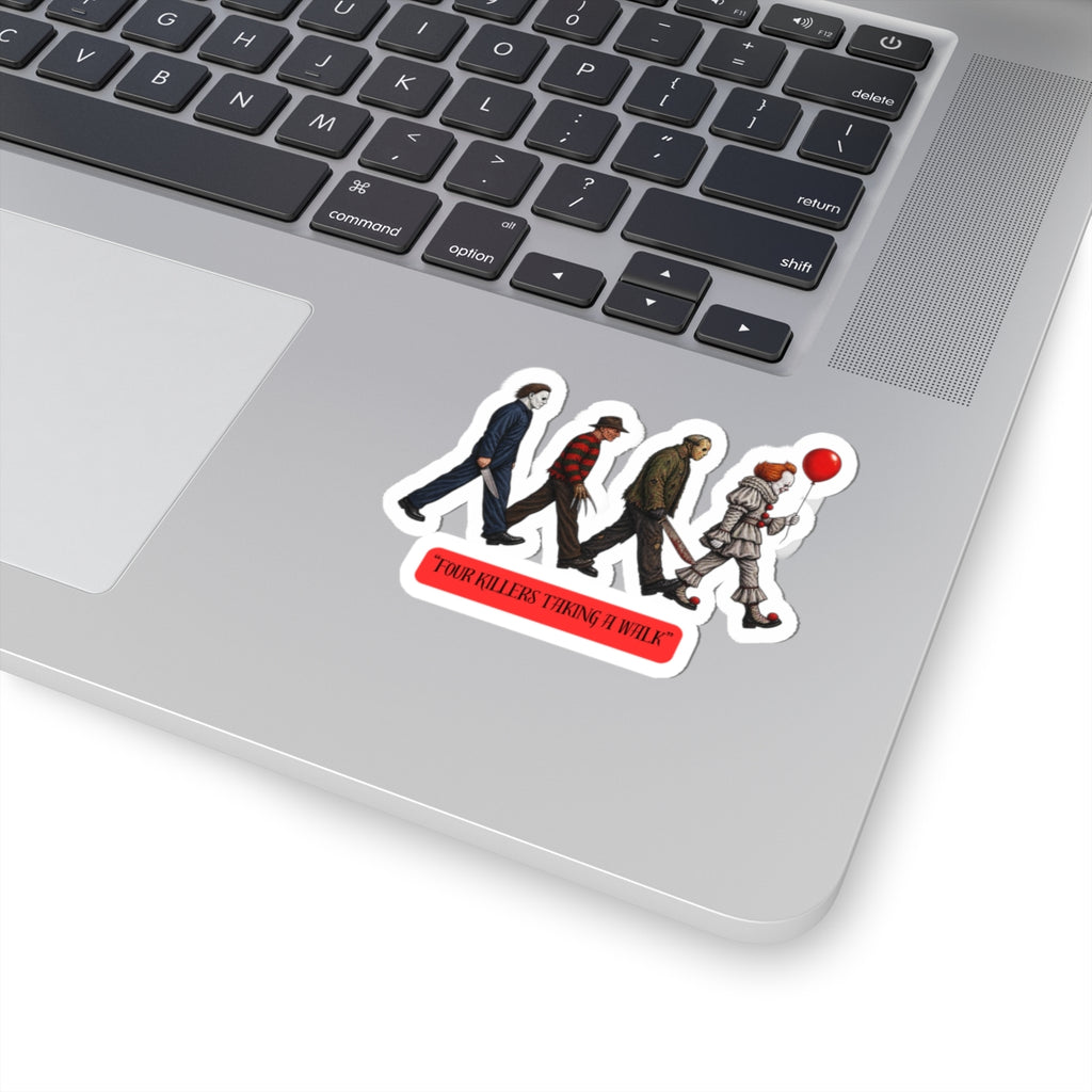 Horror Icons Sticker — "Four Killers Taking a Walk" Kiss-Cut Vinyl Decal