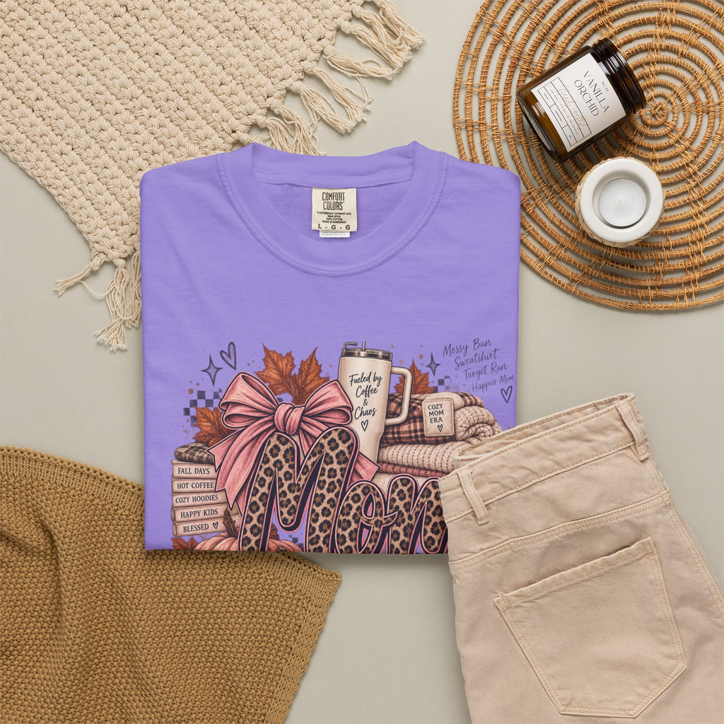 Fall Cozy Coffee T-Shirt — Pumpkin, Leopard Boots & Warm Drink Autumn Graphic Tee