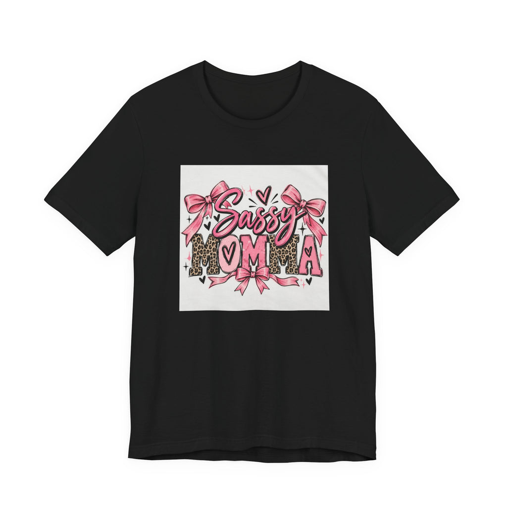 Sassy Mama Tee – Pink Bow Leopard Mom T-Shirt