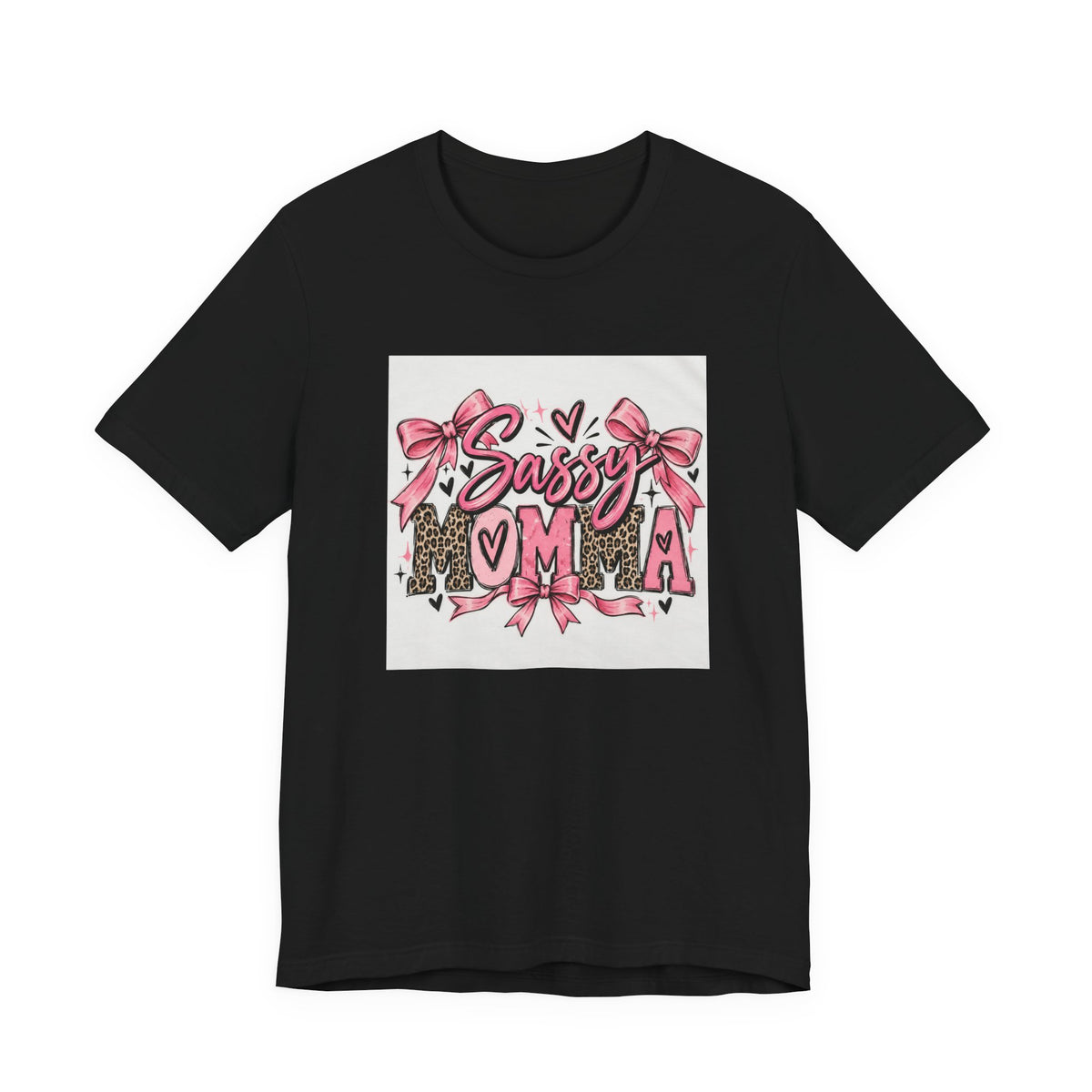 Sassy Mama Tee – Pink Bow Leopard Mom T-Shirt