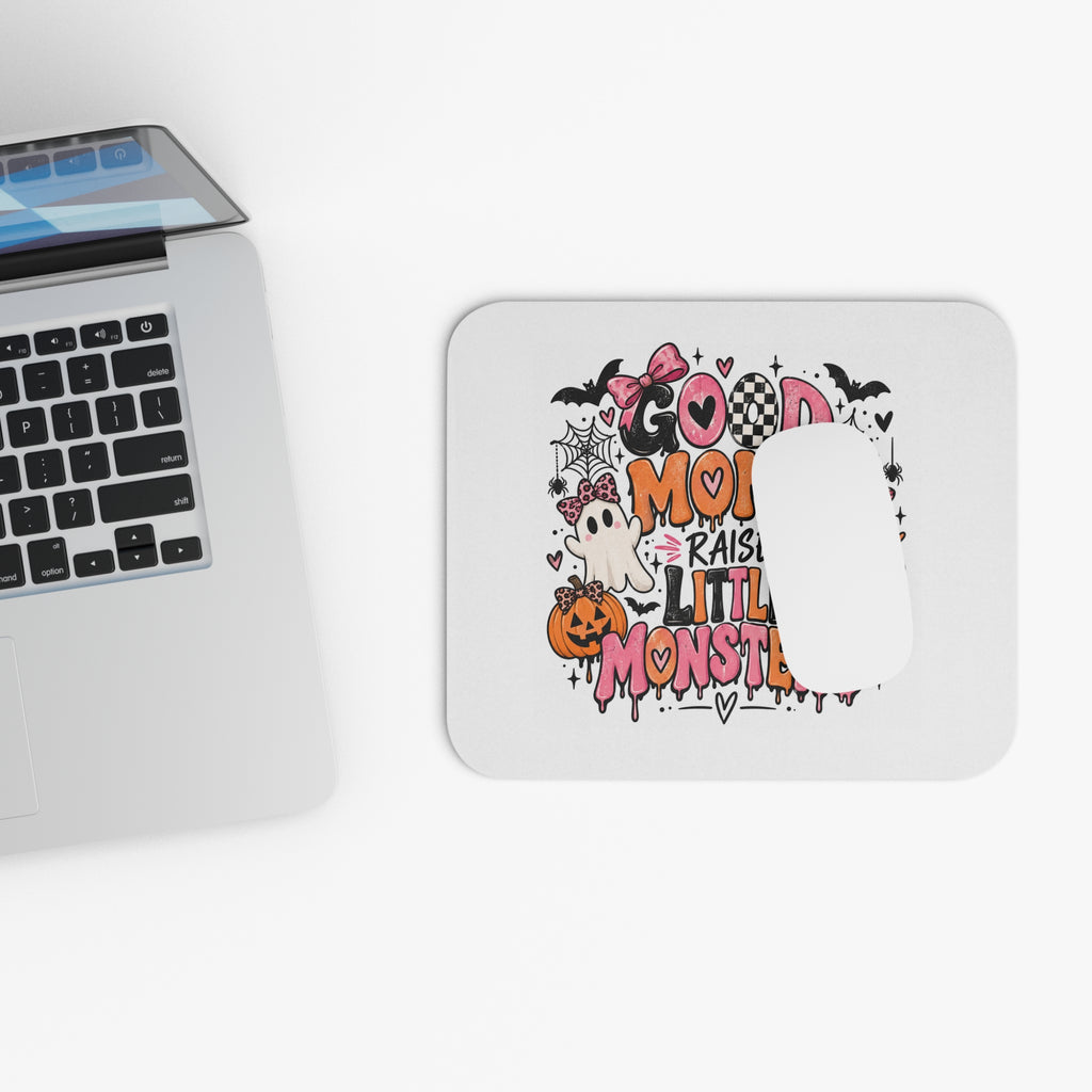 Good Moms Raise Little Monsters Mouse Pad — Cute Halloween Desk Mat for Moms