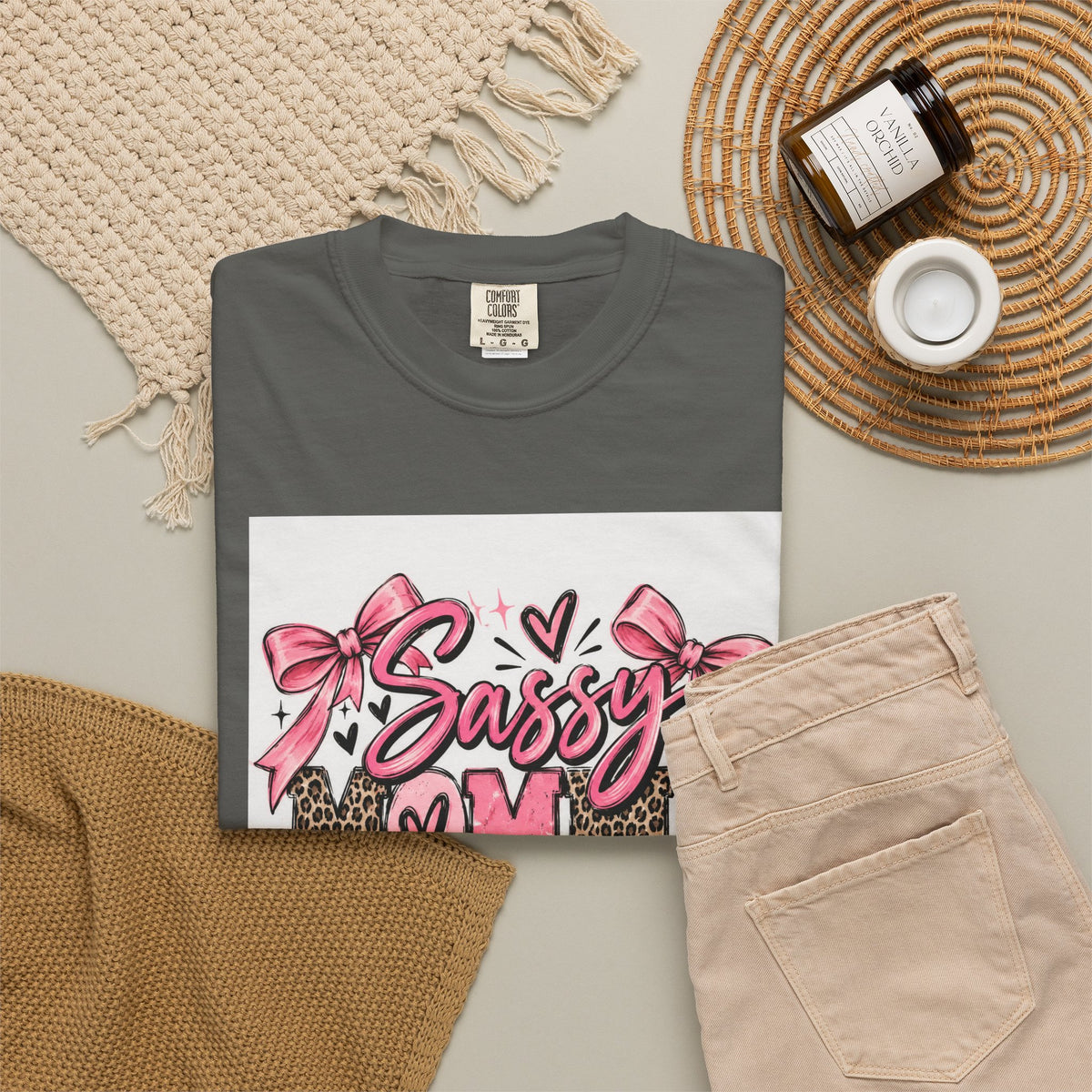 Sassy Mom Leopard & Pink Bow T-Shirt