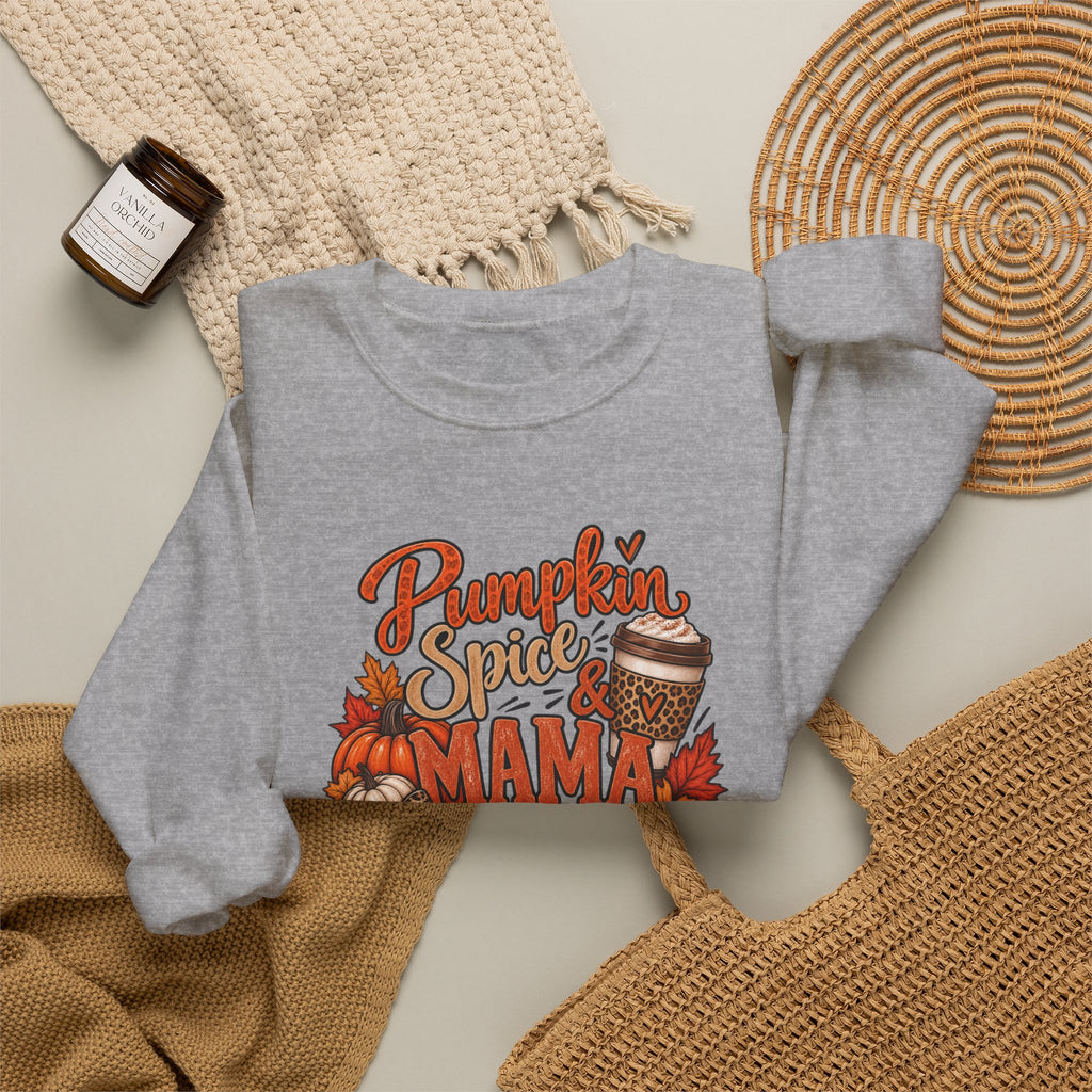 Pumpkin Spice Mama Crewneck Sweatshirt — Fall Coffee Cozy Gift
