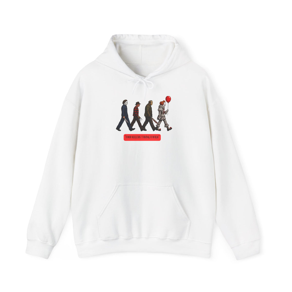 Hoodie — Horror Icons Crossing with 'Come Play With Me' Balloon Design