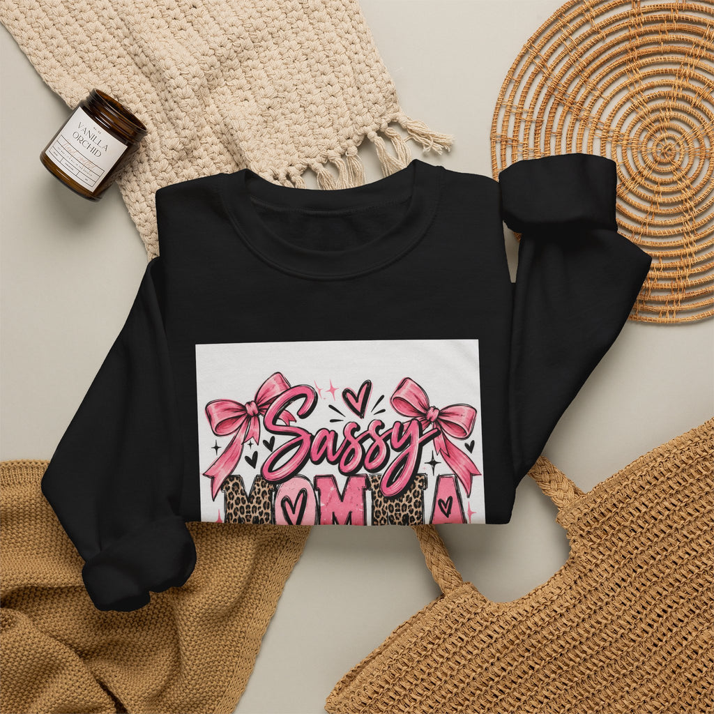 Sassy Mama Crewneck Sweatshirt – Pink Bow Leopard Mother's Day Pullover