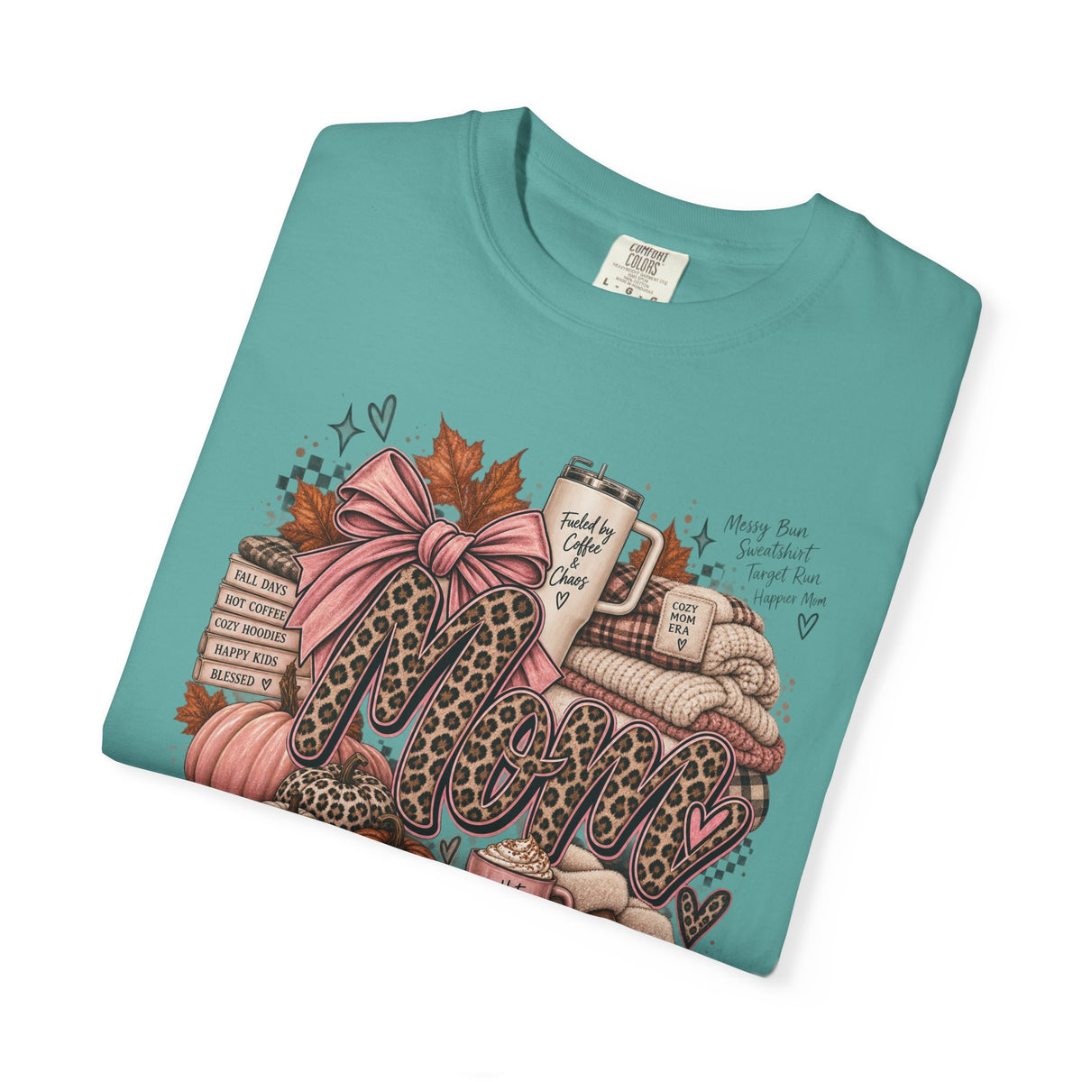 Fall Cozy Coffee T-Shirt — Pumpkin, Leopard Boots & Warm Drink Autumn Graphic Tee
