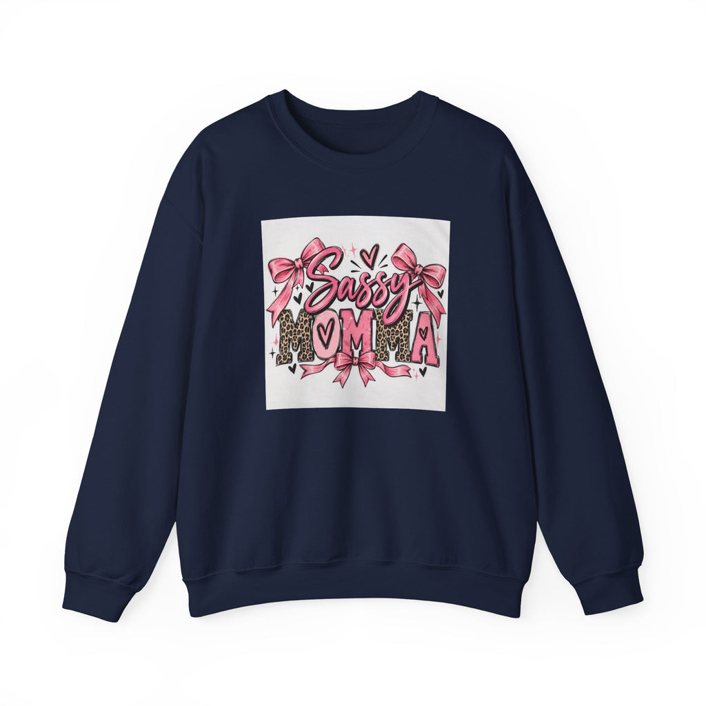 Sassy Mama Crewneck Sweatshirt – Pink Bow Leopard Mother's Day Pullover