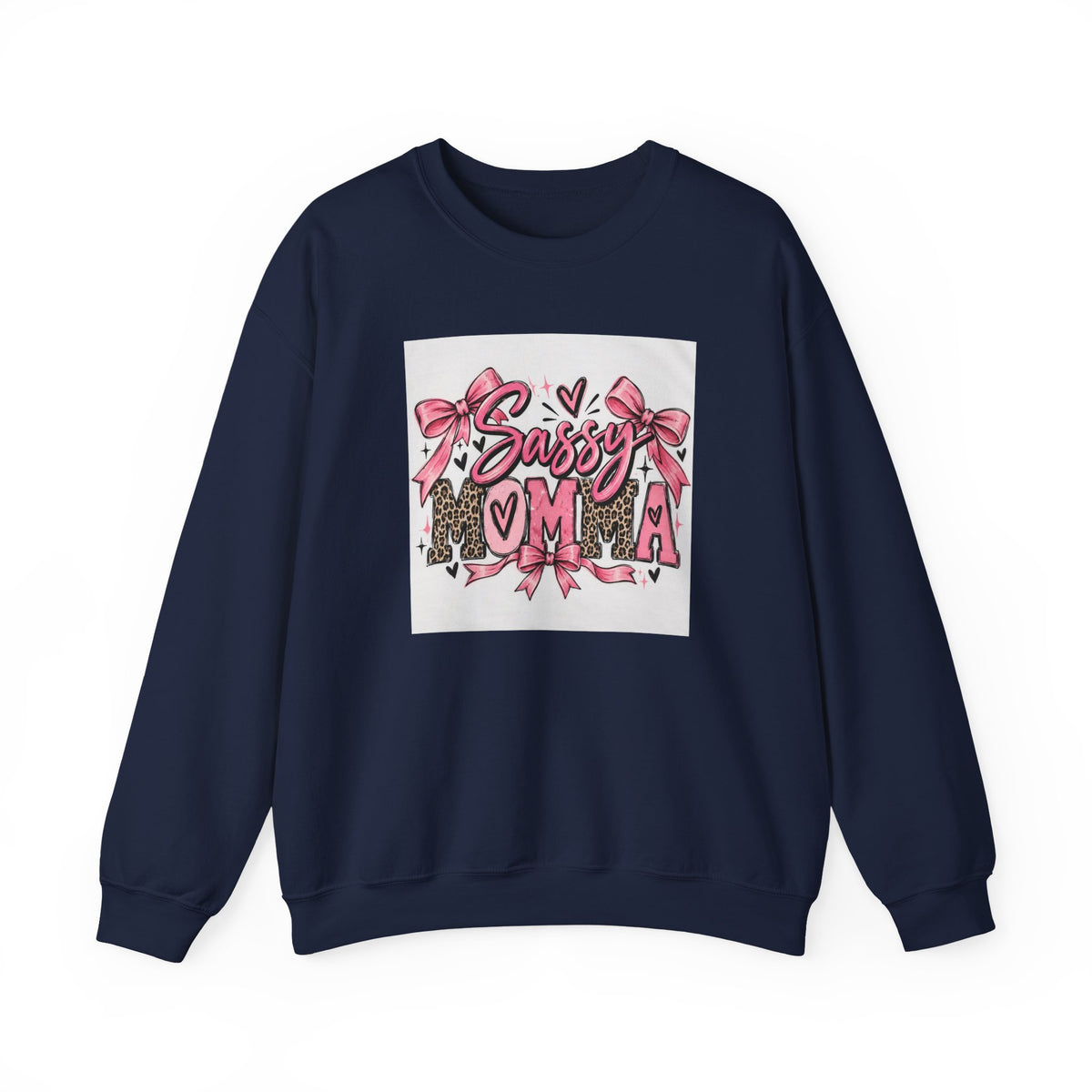 Sassy Mama Crewneck Sweatshirt – Pink Bow Leopard Mother's Day Pullover