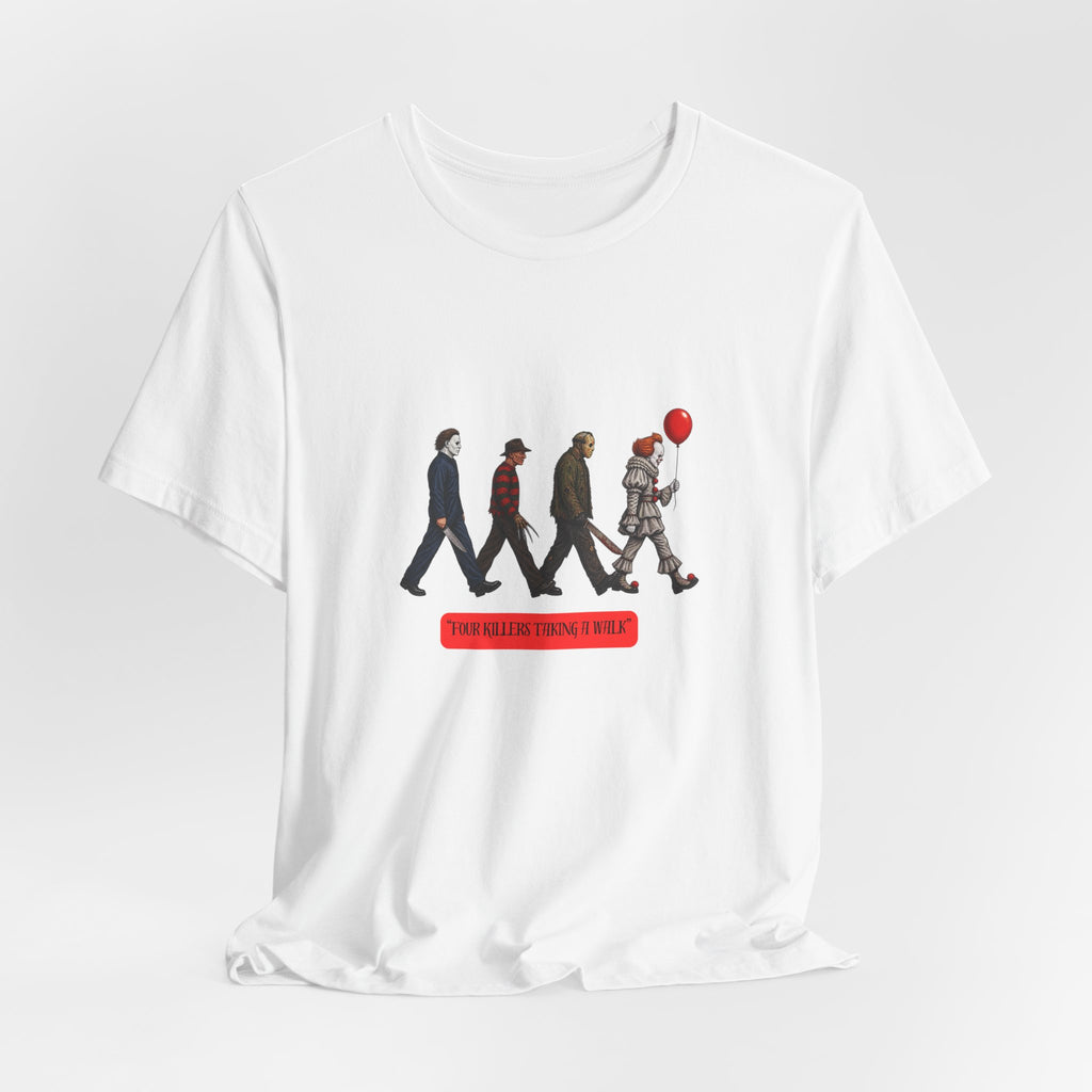 Horror Icons Abbey Road Tee — 'The Killer Clowns Are Here' Graphic T-Shirt