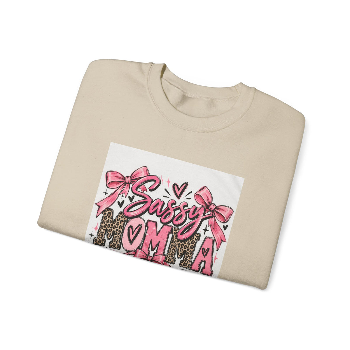 Sassy Mama Crewneck Sweatshirt – Pink Bow Leopard Mother's Day Pullover