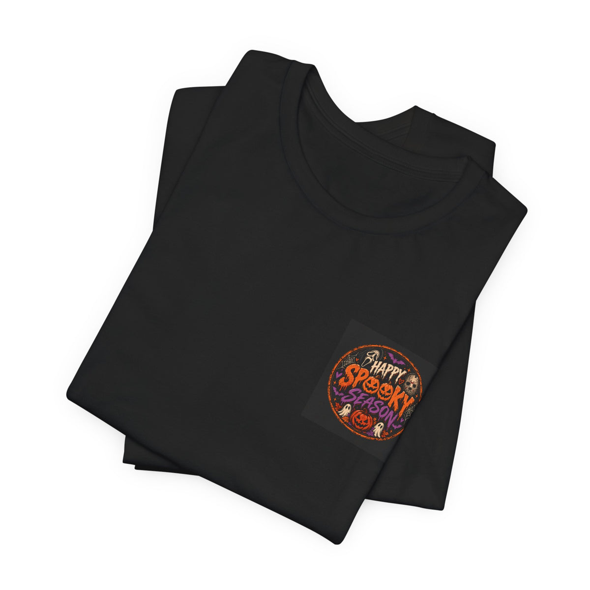 Halloween 'Happy Spooky' Pocket Tee — Cute Pumpkin & Candy Graphic