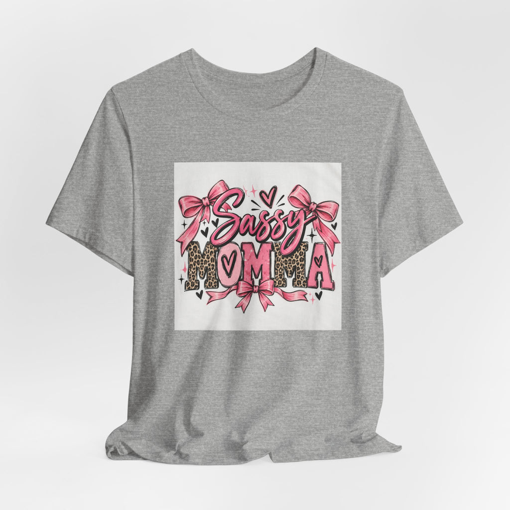 Sassy Mama Tee – Pink Bow Leopard Mom T-Shirt