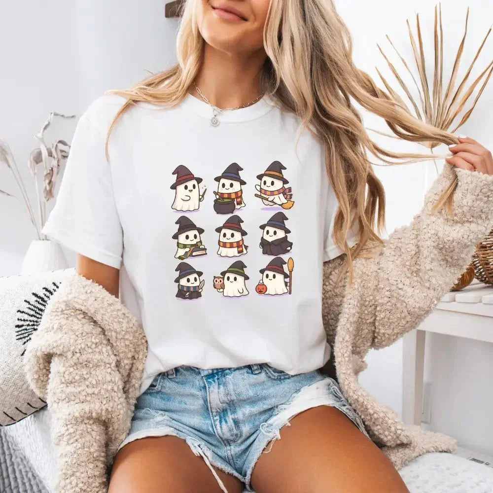 Cute Witch Ghosts Halloween Shirt – Kawaii Spooky Tee