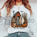 "Tis The Season" Ghost Trio Sweatshirt - Cute Pumpkin Patch Halloween Crewneck