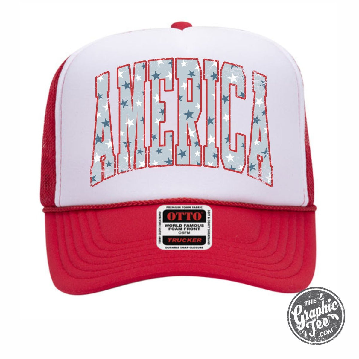 AMERICA with Stars Foam Trucker Cap