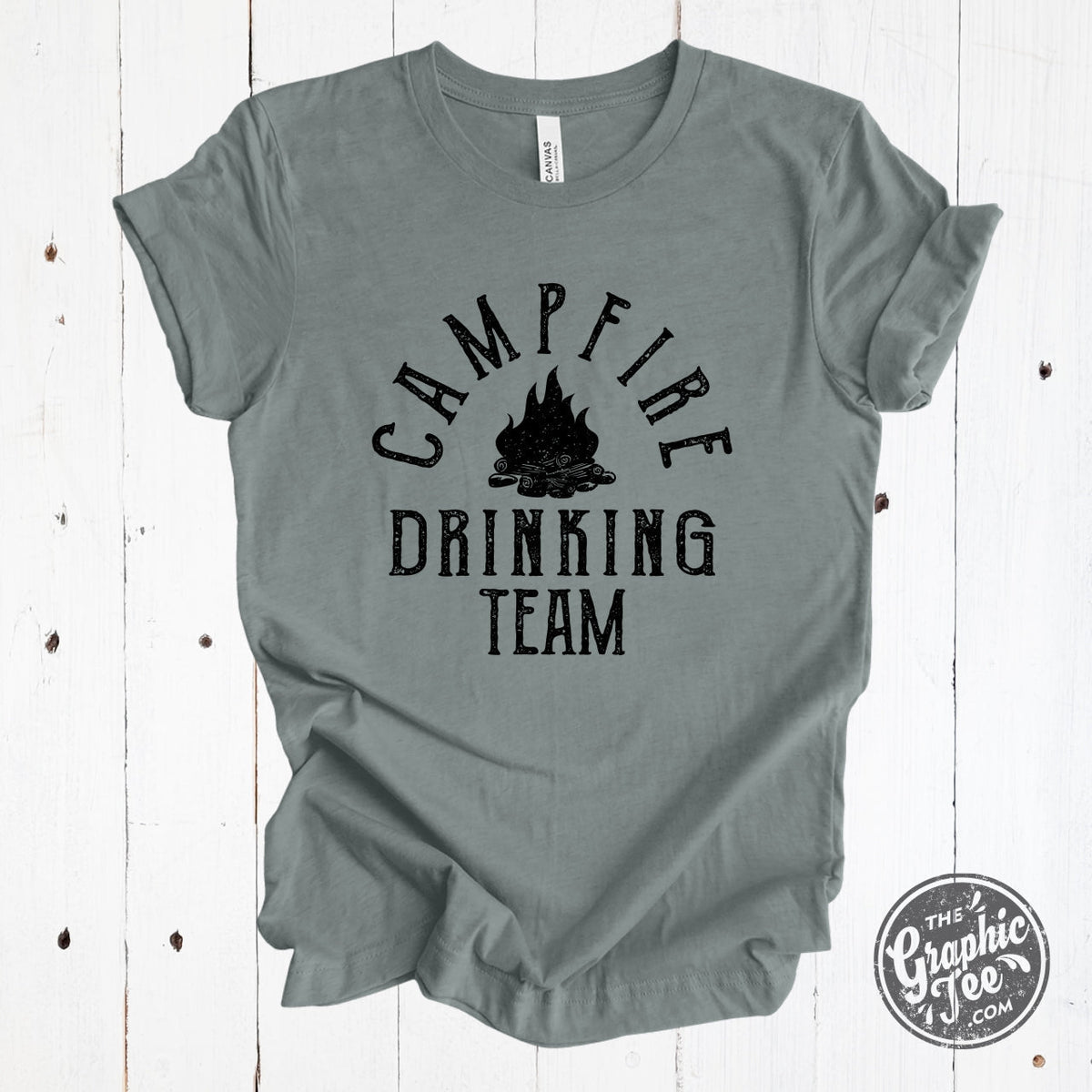 Campfire Drinking Team Heather Blue Storm Short Sleeve Tee