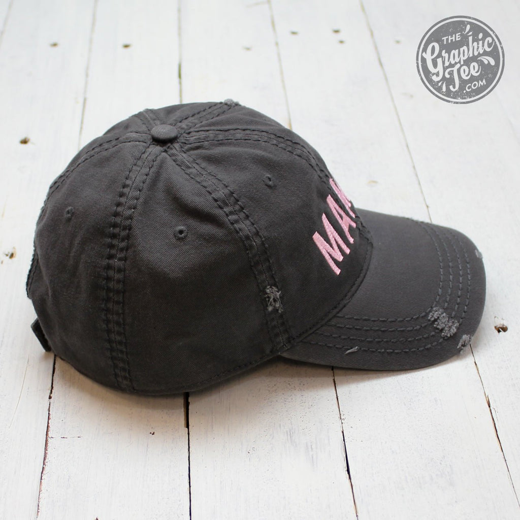 Mama - Charcoal Distressed Canvas Hat
