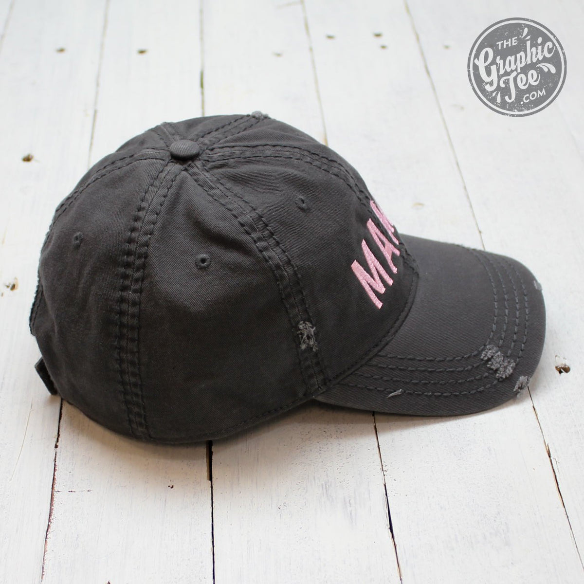 Mama - Charcoal Distressed Canvas Hat