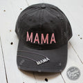 Mama - Charcoal Distressed Canvas Hat